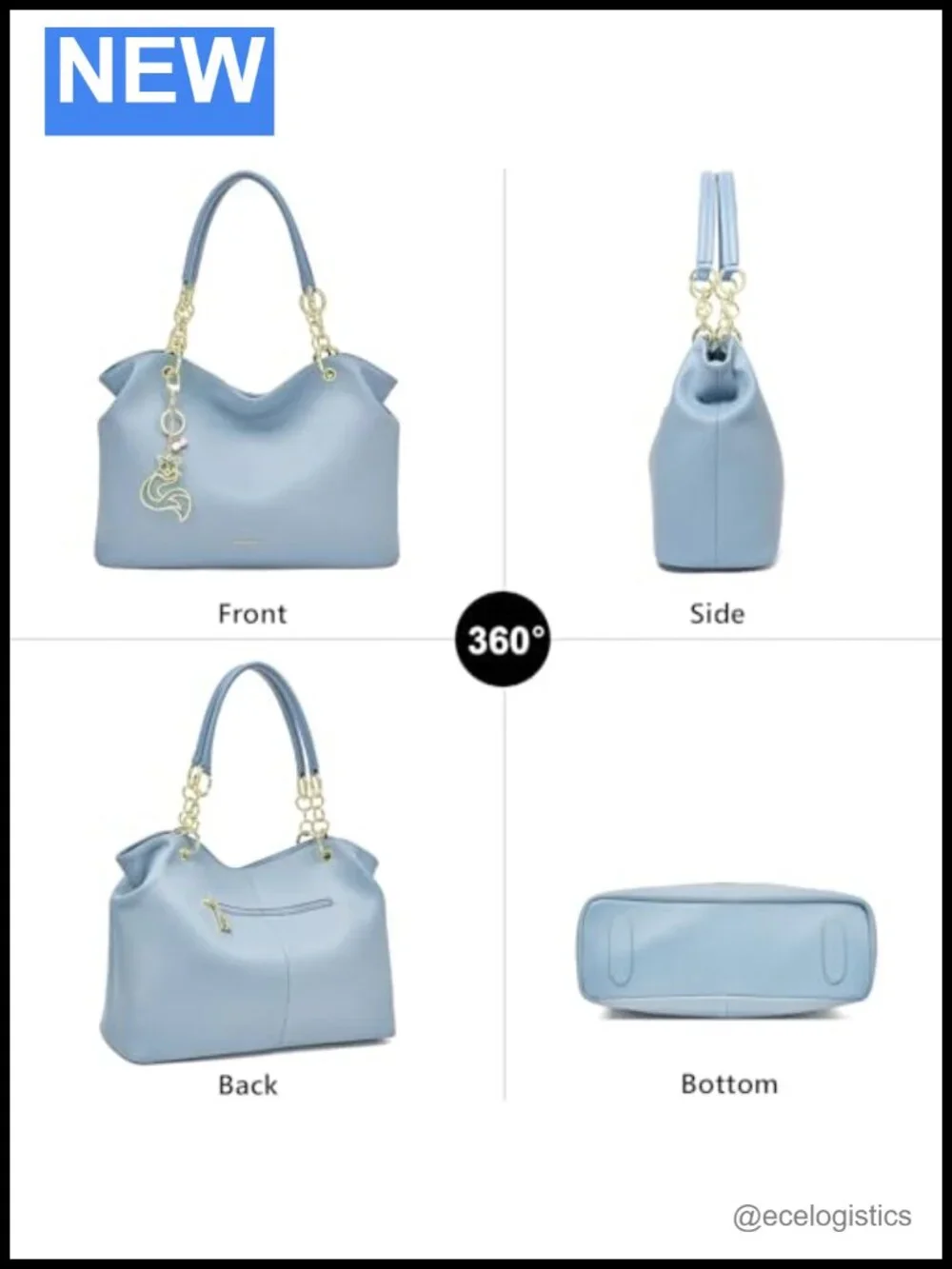 Genuine Leather Tote Bag for Women with Slim Wallet, Large Capacity Handbag